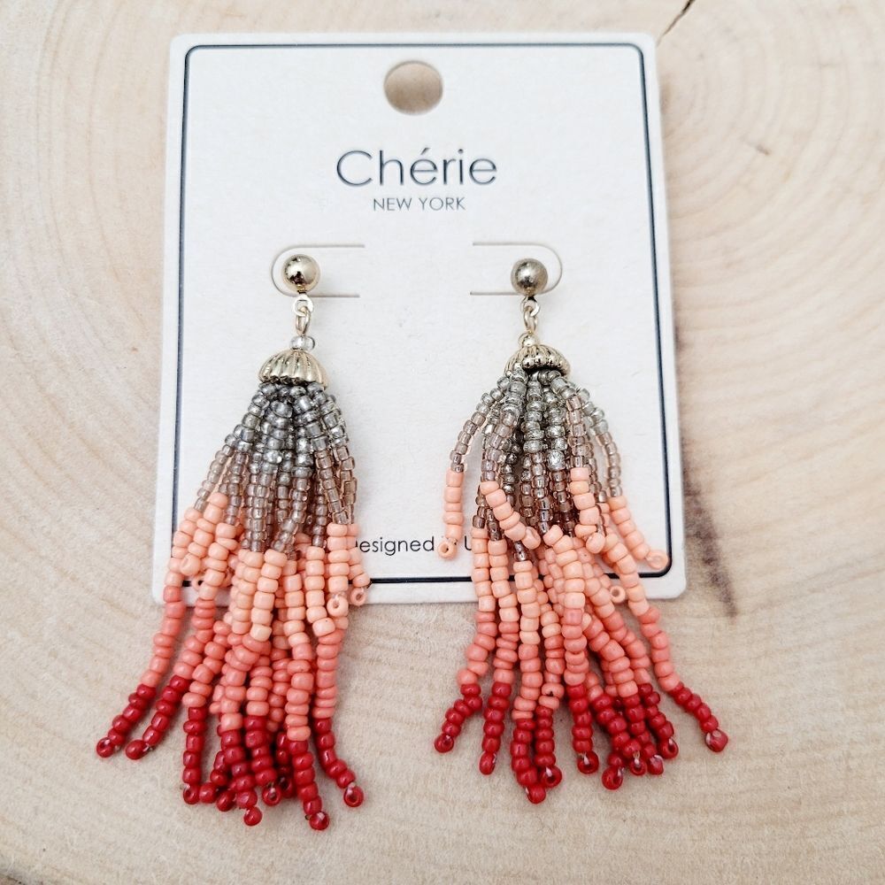 Brand New Cherie (Cherry) Gold Tone Beads Earrings